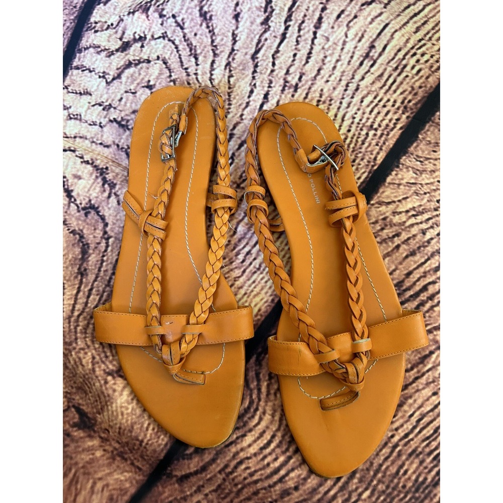 Studio Pollini‎ Orange Leather Slides Sz 39